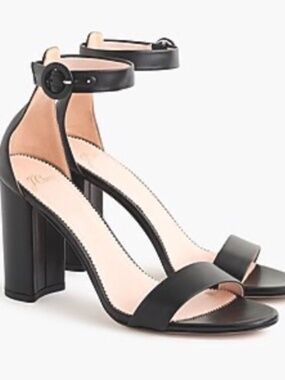 Black Leather Strappy Sandals with 4" block heel sz 7.5